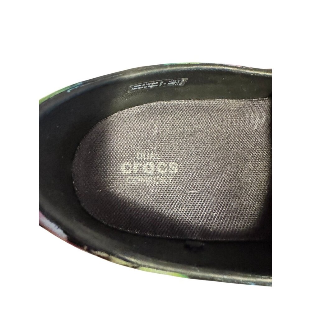 Crocs Womens W8 Black Tie-Dye Slip-On Clogs - Picture 8 of 10